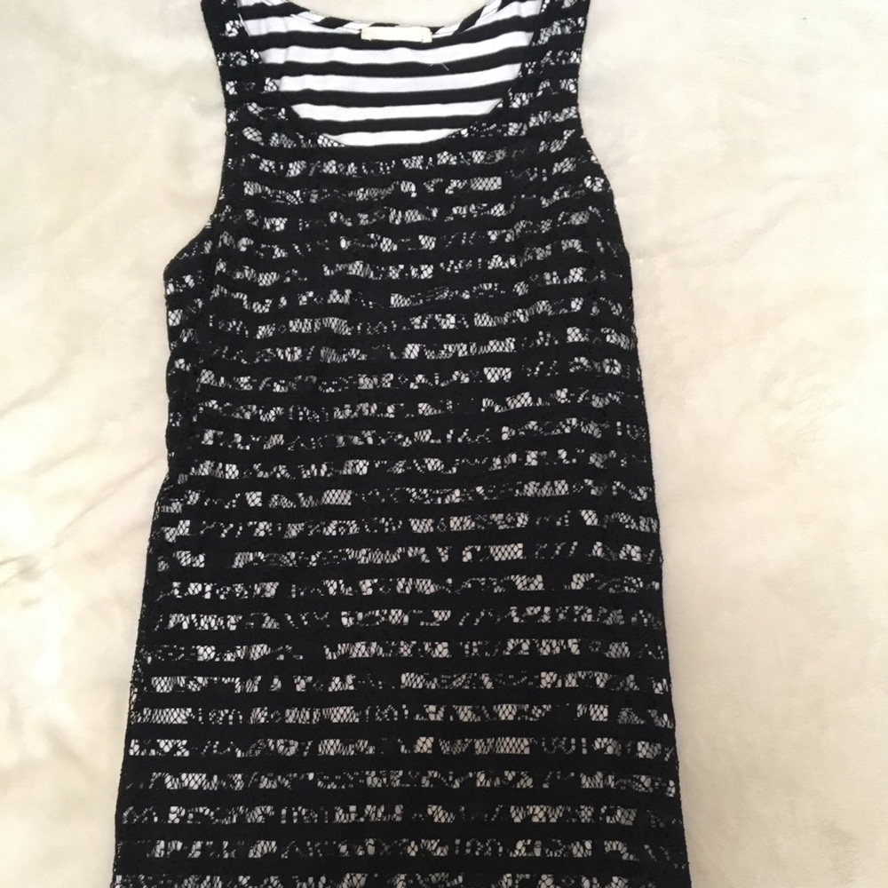 Black and white striped dress